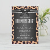 Classy Leopard Print Black Ribbon Housewarming Kaart (Staand voorkant)