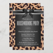 Classy Leopard Print Black Ribbon Housewarming Kaart (Voorkant / Achterkant)