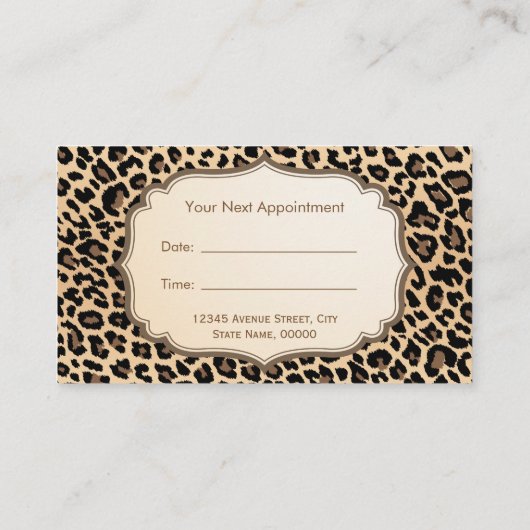 Classy Leopard Print Hair Stylist Appointcard Afsprakenkaartje (Achterkant)