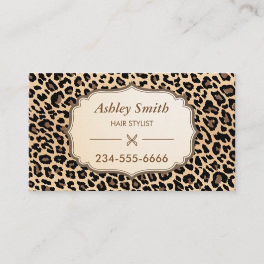 Classy Leopard Print Hair Stylist Appointcard Afsprakenkaartje (Voorkant)