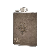 Classy leren lucky shamrock gepersonaliseerd heupfles (Links)
