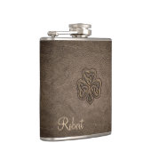 Classy leren lucky shamrock gepersonaliseerd heupfles (Rechts)