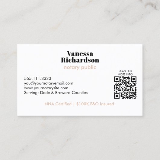 Classy Lichtroze Moderne Minimalistische Notaris Q Visitekaartje (Achterkant)