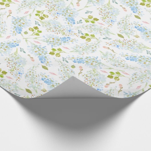 Classy Light Blue Floral Pattern Cadeaupapier (Hoek)
