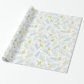 Classy Light Blue Floral Pattern Cadeaupapier (Uitgerold)
