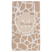 Classy Light Brown Giraffe Print Monogram en naam Klein Cadeauzakje (Voorkant)