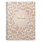 Classy Light Brown Giraffe Print Monogram en naam Notitieboek (Voorkant)
