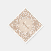 Classy Light Brown Giraffe Print Monogram en naam Servetten (Hoek)