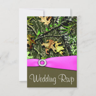 Classy Light Pink Hunting Camo Wedding RSVP-kaarte RSVP Kaartje