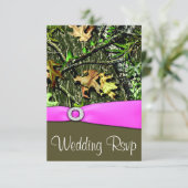 Classy Light Pink Hunting Camo Wedding RSVP-kaarte RSVP Kaartje (Staand voorkant)