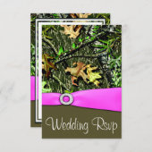 Classy Light Pink Hunting Camo Wedding RSVP-kaarte RSVP Kaartje (Voorkant / Achterkant)