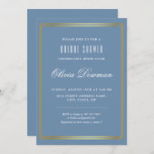 Classy Lijst. Formeel blauw Vrijgezellenfeest Kaart (Voorkant / Achterkant)