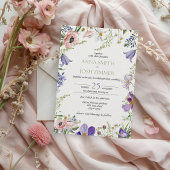 Classy Lila Lavendel Wildflowers Elegante bruiloft Kaart