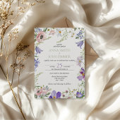 Classy Lila Lavendel Wildflowers Elegante bruiloft Kaart