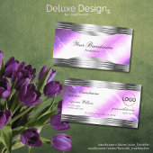 Classy Lila Silver Shimmer Grenzen met Logo Chic Visitekaartje
