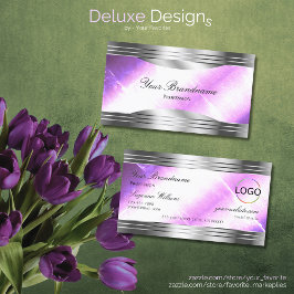 Classy Lila Silver Shimmer Grenzen met Logo Chic Visitekaartje