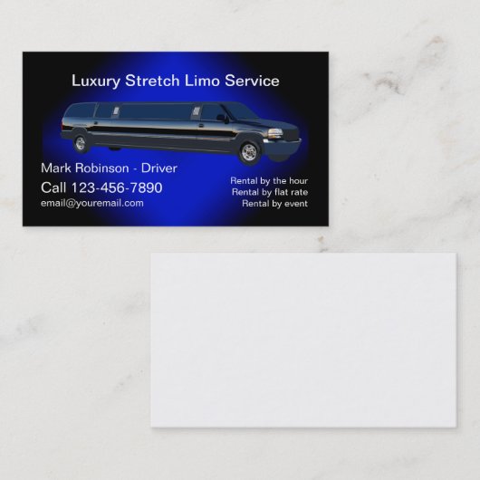 Classy Limo Chauffer-Visitekaartjes Visitekaartje (Voorkant / Achterkant)