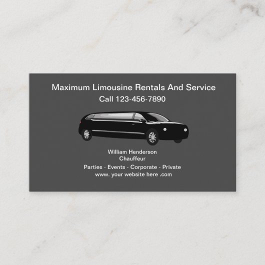 Classy Limousine Chauffeur Service Visitekaartje (Voorkant)