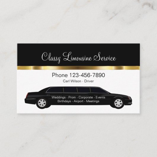 Classy Limousine Chauffeur Service Visitekaartje (Voorkant)