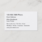 Classy Limousine Rental Driver Visitekaartje (Achterkant)