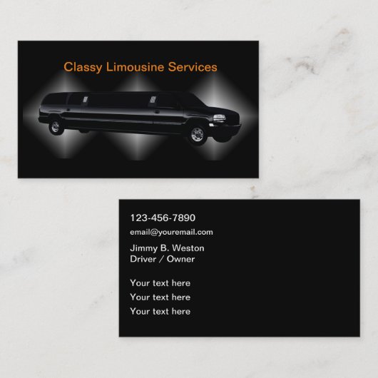 Classy Limousine Service Chauffeur Visitekaartjes (Voorkant / Achterkant)