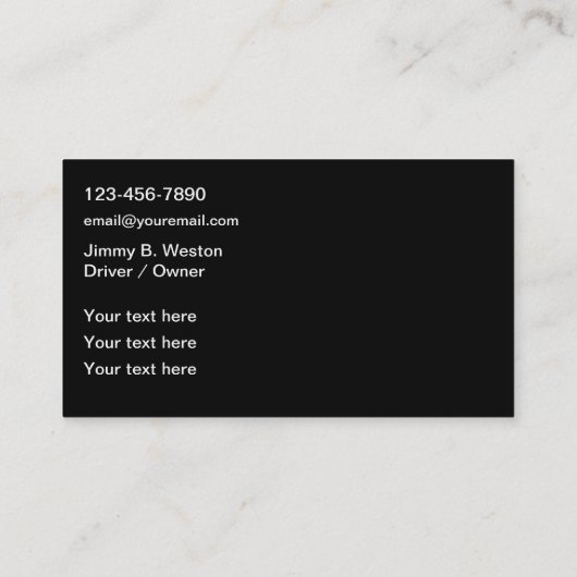 Classy Limousine Service Chauffeur Visitekaartjes (Achterkant)