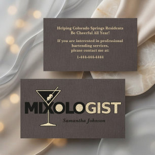 Classy Linen Mixologist Bartender Visitekaartje