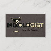 Classy Linen Mixologist Bartender Visitekaartje (Voorkant)