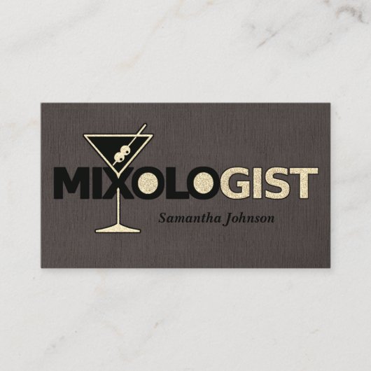 Classy Linen Mixologist Bartender Visitekaartje (Voorkant)