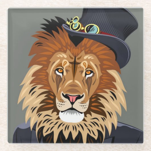 Classy Lion Glazen Onderzetter (Voorkant)