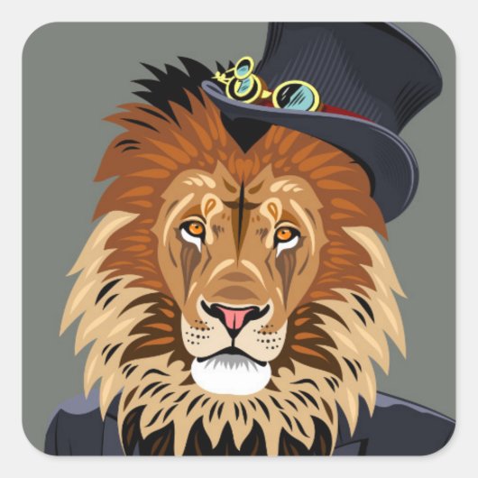 Classy Lion Vierkante Sticker (Voorkant)