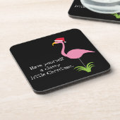 Classy Little Kerstrero Pink Flamingo Santa Drankjes Onderzetter (Linkerzijde)