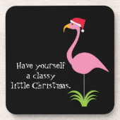 Classy Little Kerstrero Pink Flamingo Santa Drankjes Onderzetter (Voorkant)