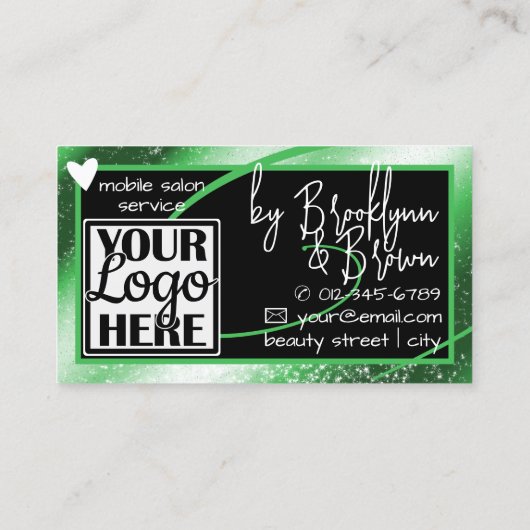 Classy Logo Photo Stijlvol Groen Lijst Heart Luxe Visitekaartje (Achterkant)