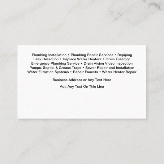 Classy Loodgieter Service Visitekaartjes Design (Achterkant)