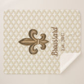 Classy Louisiana French Fleur De Lis Familienaam Sherpa Deken (Voorkant (horizontaal))