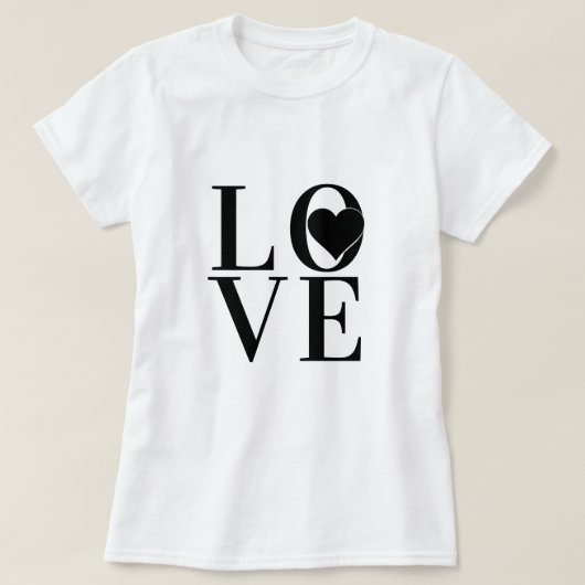 Classy LOVE logo design met zwarte tekst en hart T-shirt (Design voorkant)