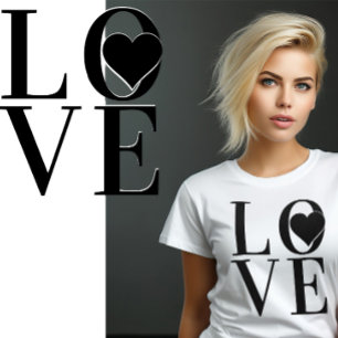 Classy LOVE logo design met zwarte tekst en hart T-shirt