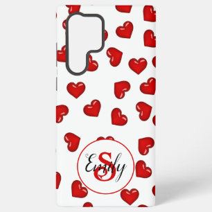 Classy lovers Rood hart op wit aangepast monogram Samsung Galaxy Hoesje
