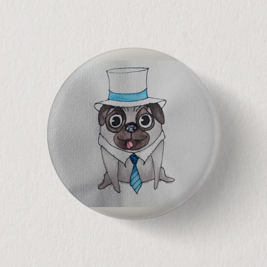 Classy Lug the Pug Badge Ronde Button 3,2 Cm (Voorkant)