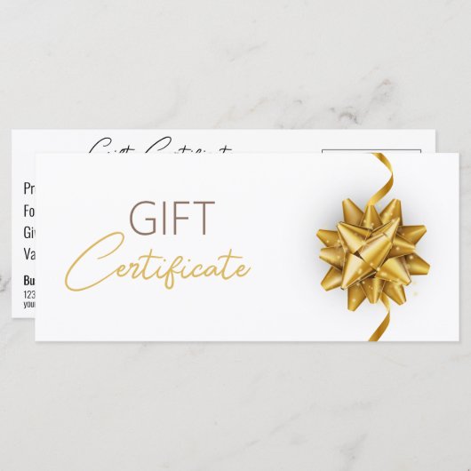 Classy Luminous Gold Round Bow Elegant White Gift (Voorkant / Achterkant)