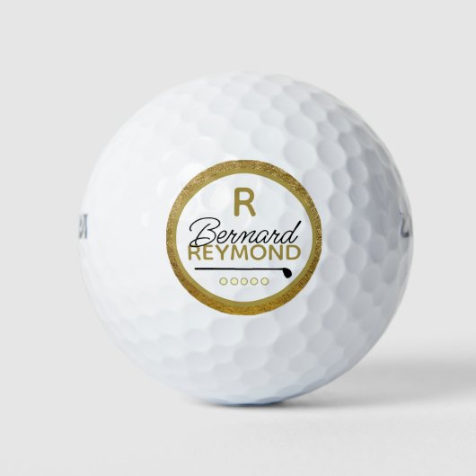 Classy Lux Golfers Goud Monogram Golfballen (Voorkant)