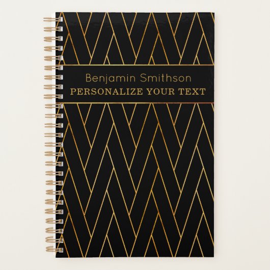 Classy Luxe Abstract Zwart Goud Professioneel Planner (Voorkant)