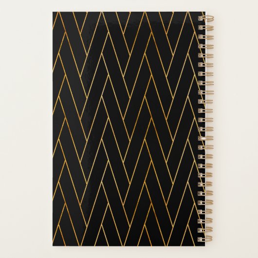 Classy Luxe Abstract Zwart Goud Professioneel Planner (Achterkant)