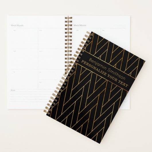 Classy Luxe Abstract Zwart Goud Professioneel Planner (Display)