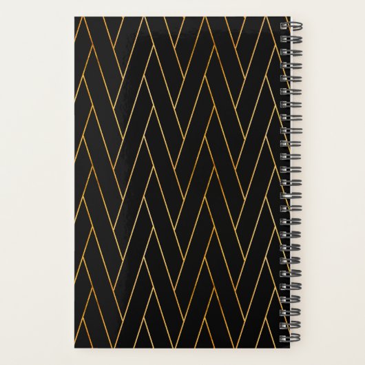 Classy Luxe Abstract Zwart Goud Professioneel Planner (Achterkant)