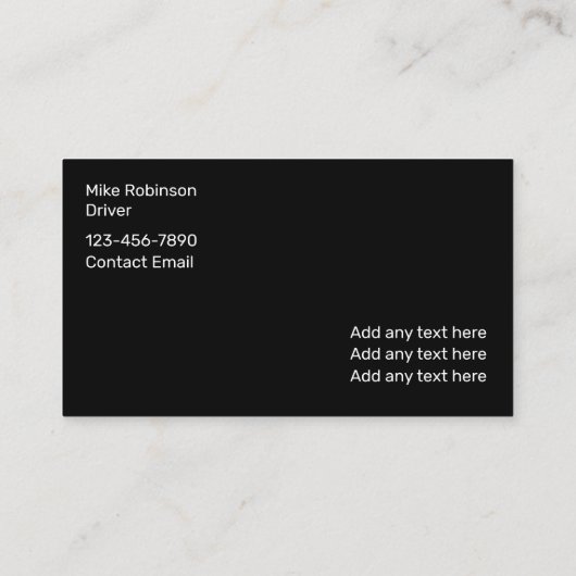 Classy luxe auto service Uber Driver Visitekaartje (Achterkant)