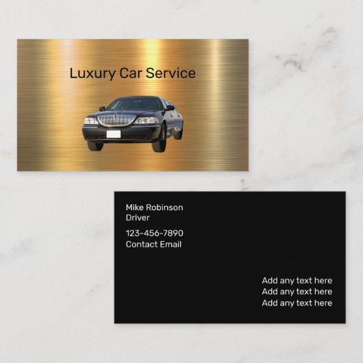 Classy luxe auto service Uber Driver Visitekaartje (Voorkant / Achterkant)