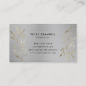 Classy Luxe Goud & Zilveren bladeren Monogram Salo Visitekaartje (Achterkant)
