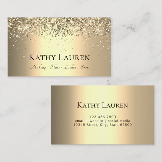 Classy Luxurous Light Gold Glitter  Visitekaartje (Voorkant / Achterkant)